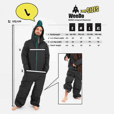 WeeDo Adult Snow Suit & Mittens Mondo Black  - Coming Soon