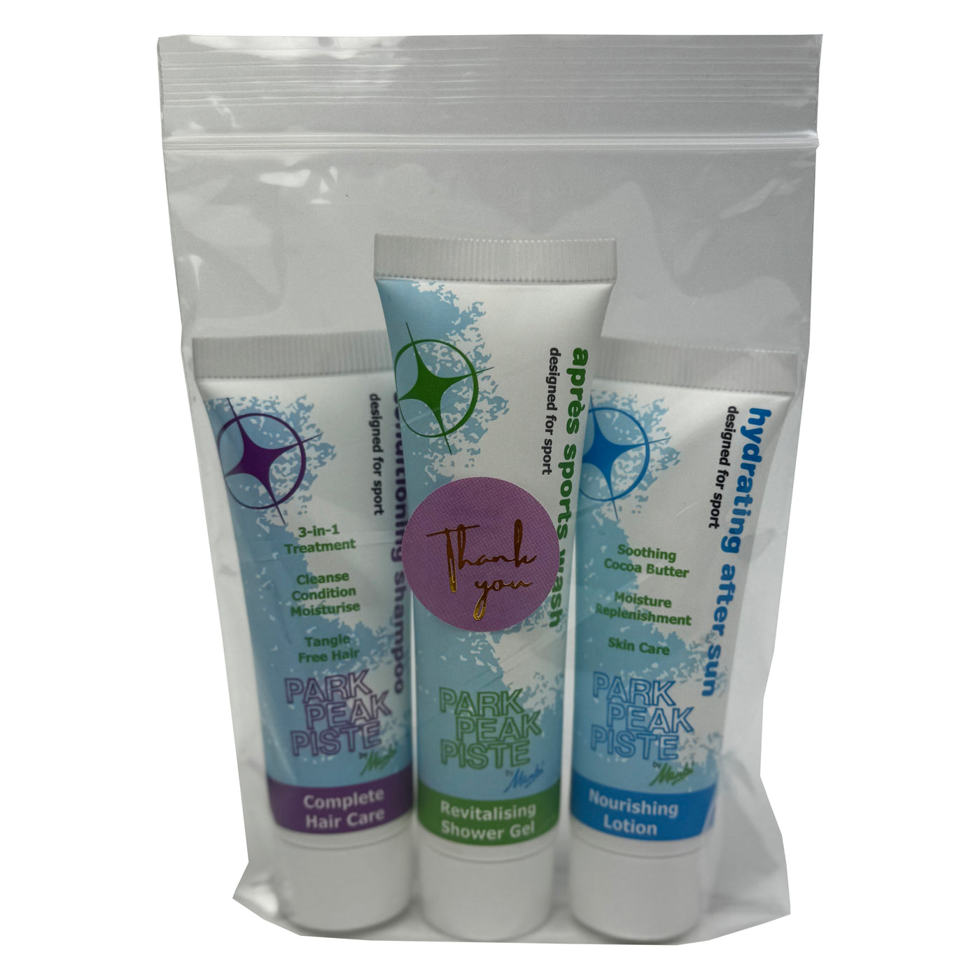 Manbi-PPP Travel Toiletries Set Of 3 After Sun / Shampoo & Conditioner in 1 / Shower Gel