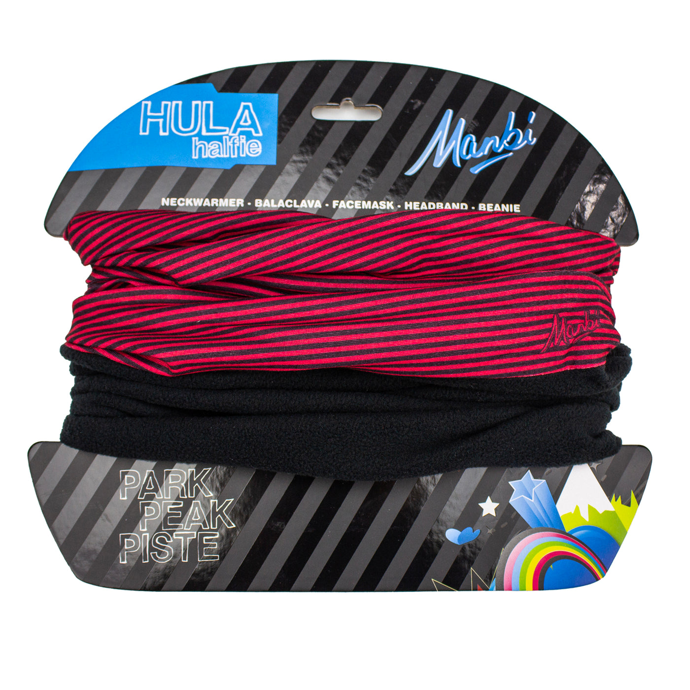Manbi Hula Halfie Thermal Neck Warmer Pattern Thin Stripes Red