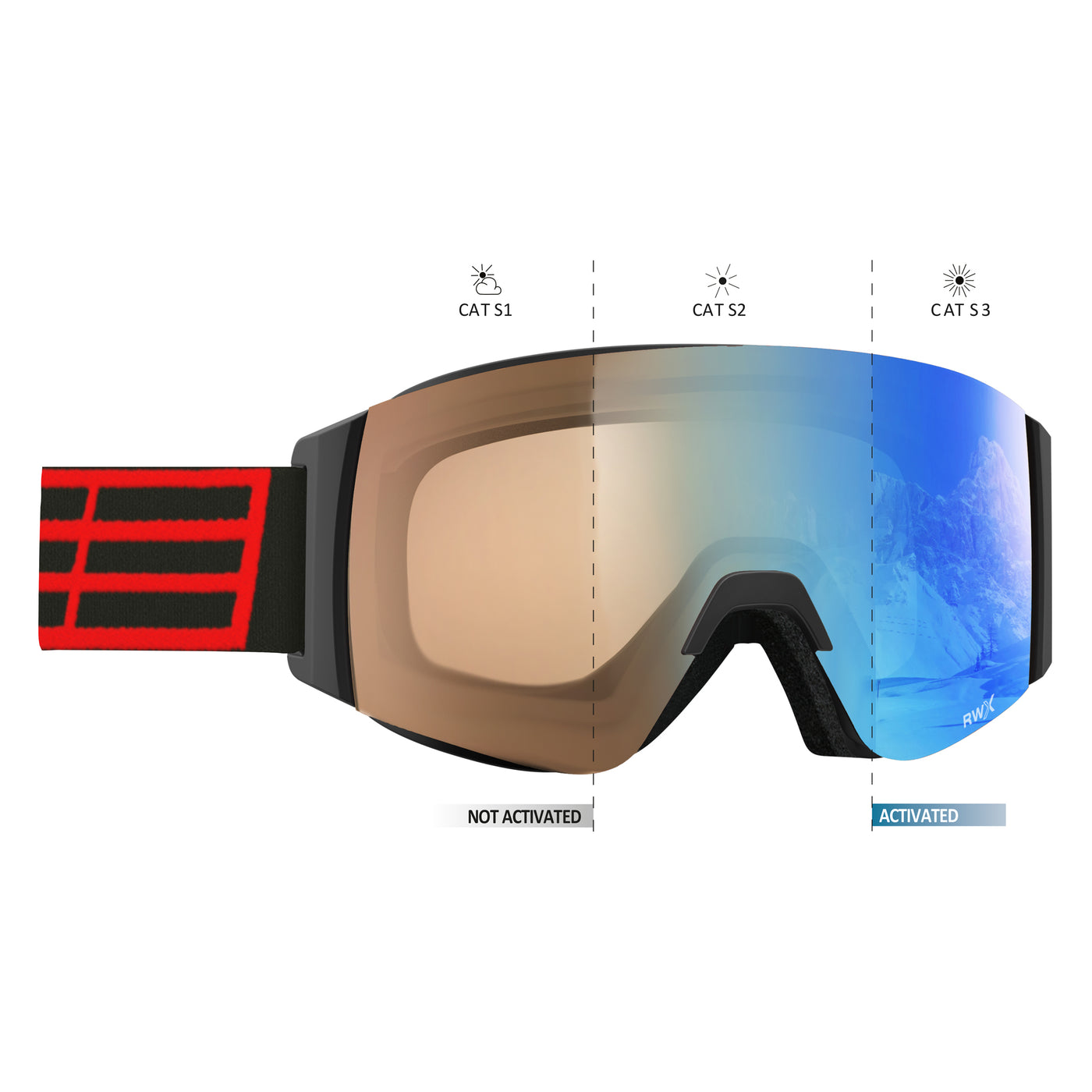 Salice 105 DARWX Double Antifog Mirror Light Adaptive Black-Red