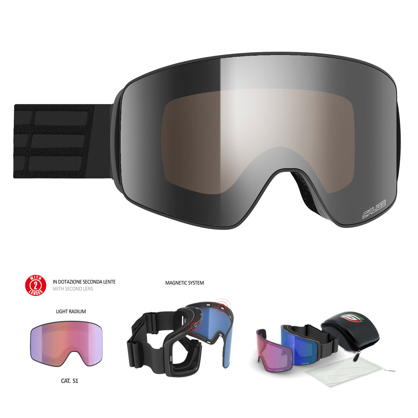 Salice 106 Goggles Double Antifog Mirror Lens/Black