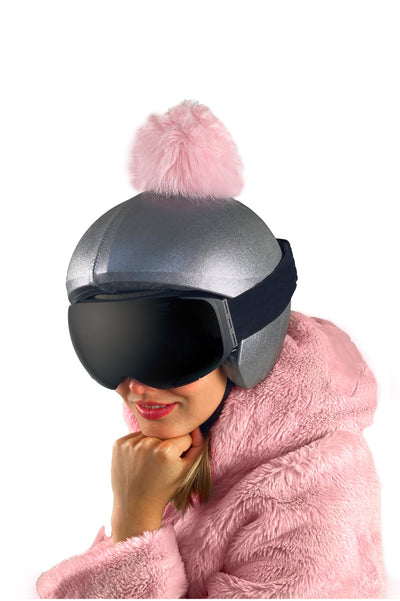 Coolcasc Exclusive Helmet Cover Grey Pink Pom