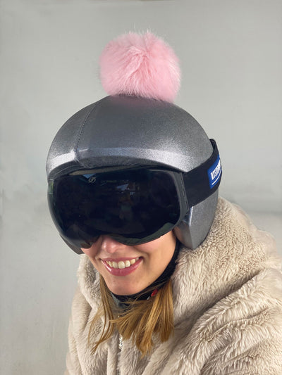 Coolcasc Exclusive Helmet Cover Grey Pink Pom