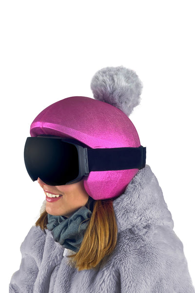 Coolcasc Exclusive Helmet Cover Pink Grey Pom