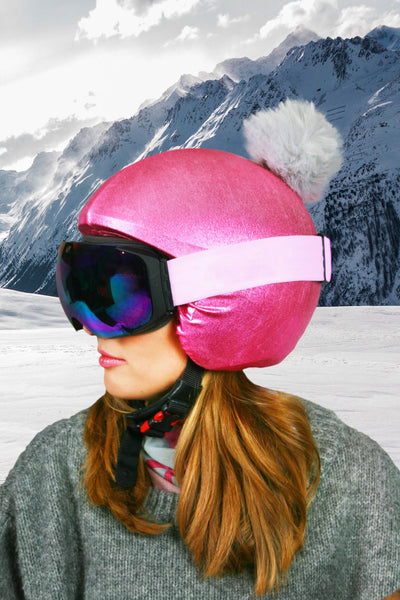 Coolcasc Exclusive Helmet Cover Pink Grey Pom