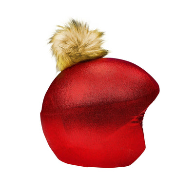 Exclusive Helmet Cover Red Brown Pom