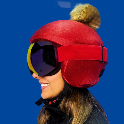 Coolcasc-Exclusive Helmet Cover Red Brown Pom