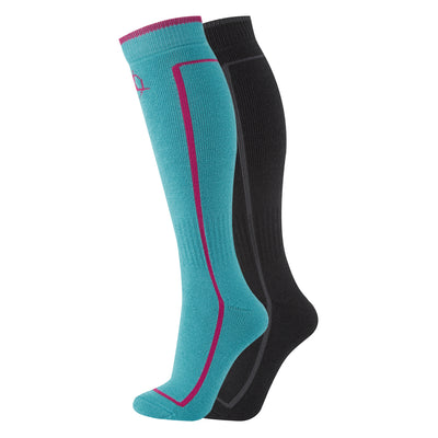 Manbi-PPP Performance Ski Sock Twin Pack Black/Turquoise