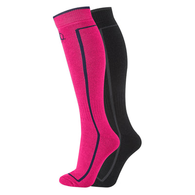 Manbi-PPP Performance Ski Sock Twin Pack Magenta/Black