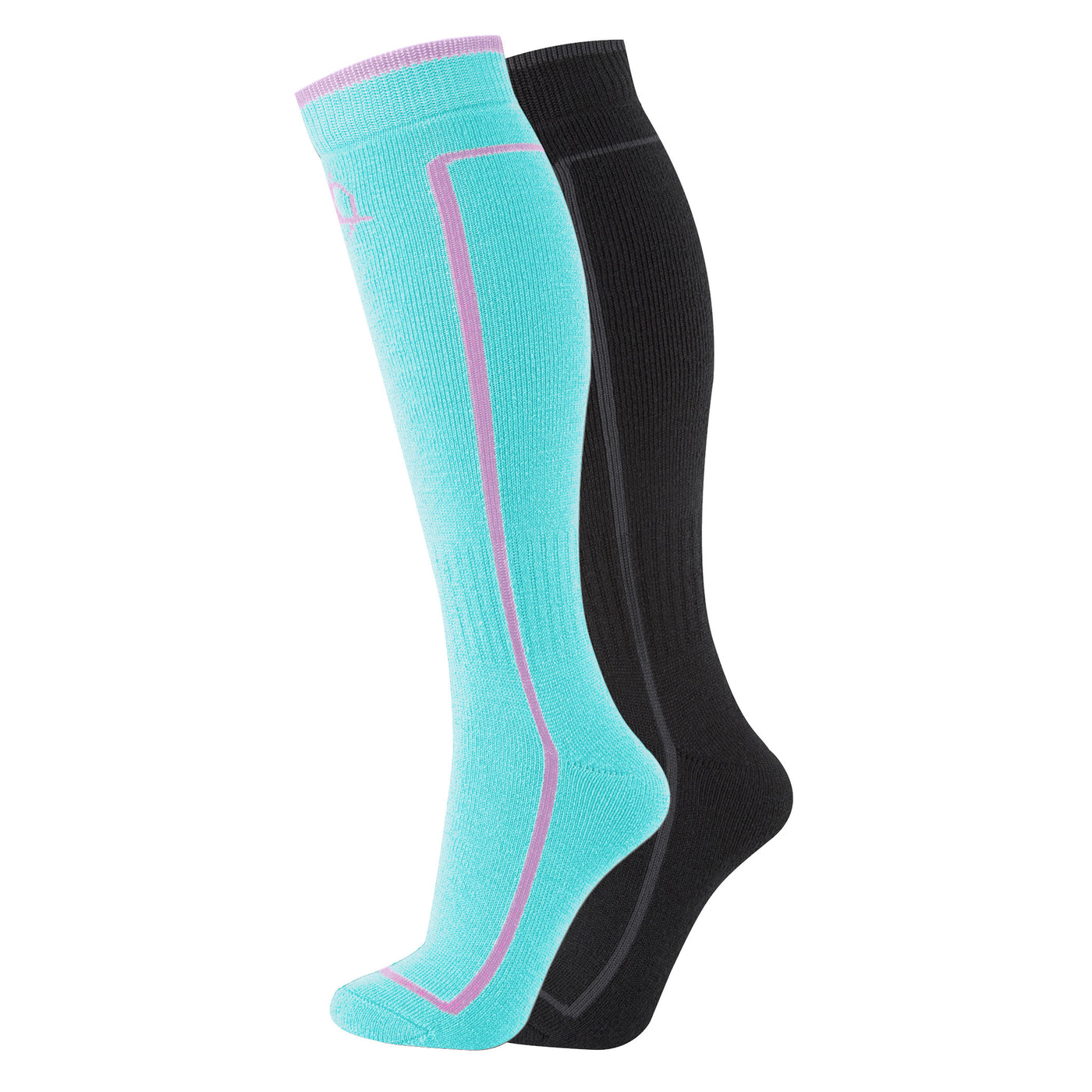 Manbi-PPP Performance Ski Sock Twin Pack Aqua/Black