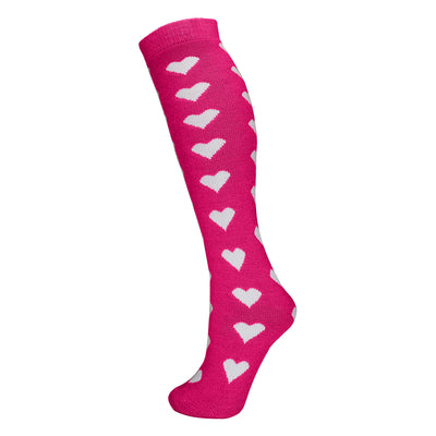 Manbi-PPP Patterned Tube Sock Hearts Magenta