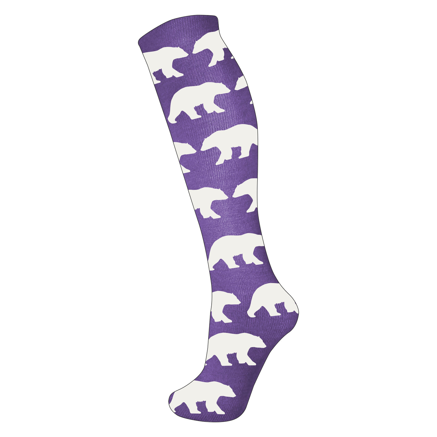 Manbi-PPP Patterned Tube Sock Polar Bears Purple