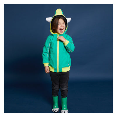 WeeDo Kids Rain Jacket Monster Green